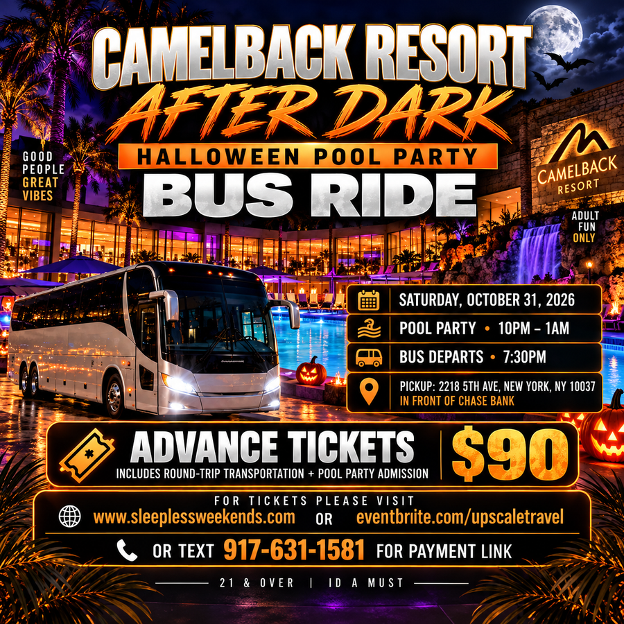 Camelback Halloween after dark pool party busride Sat Oct 31