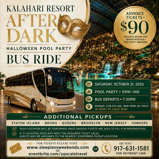 Kalahari Halloween after dark pool party busride Sat Oct 31