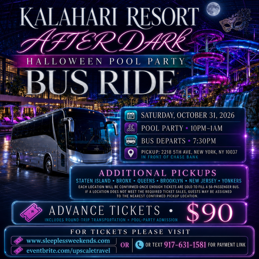 Kalahari Halloween after dark pool party busride Sat Oct 31