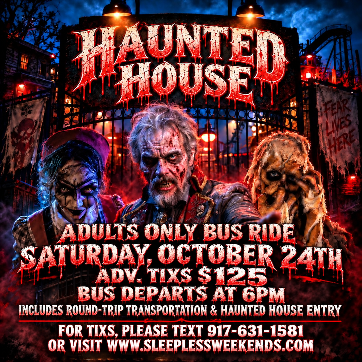 Haunted house bus ride Saturday Oct 24th