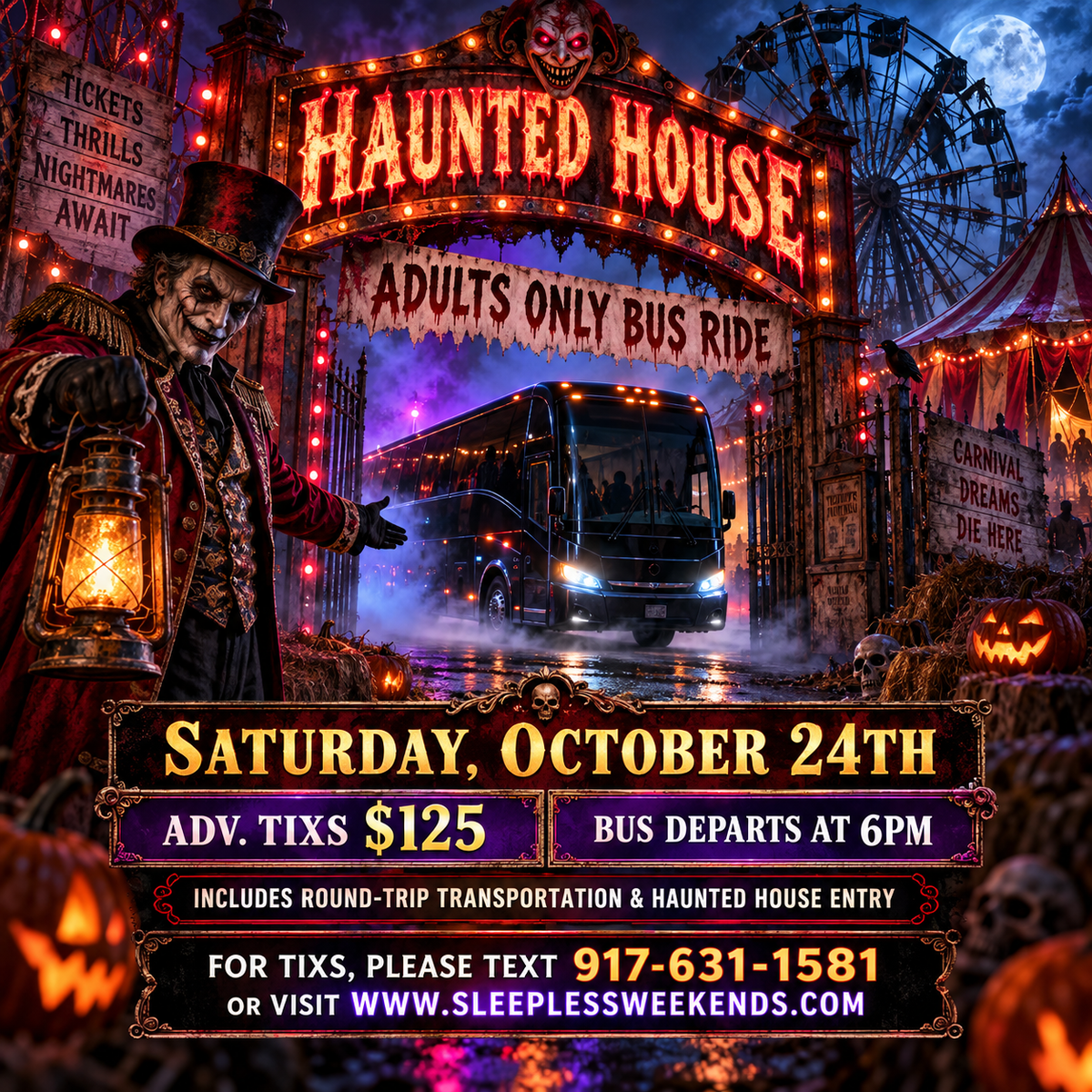 Haunted house bus ride Saturday Oct 24th